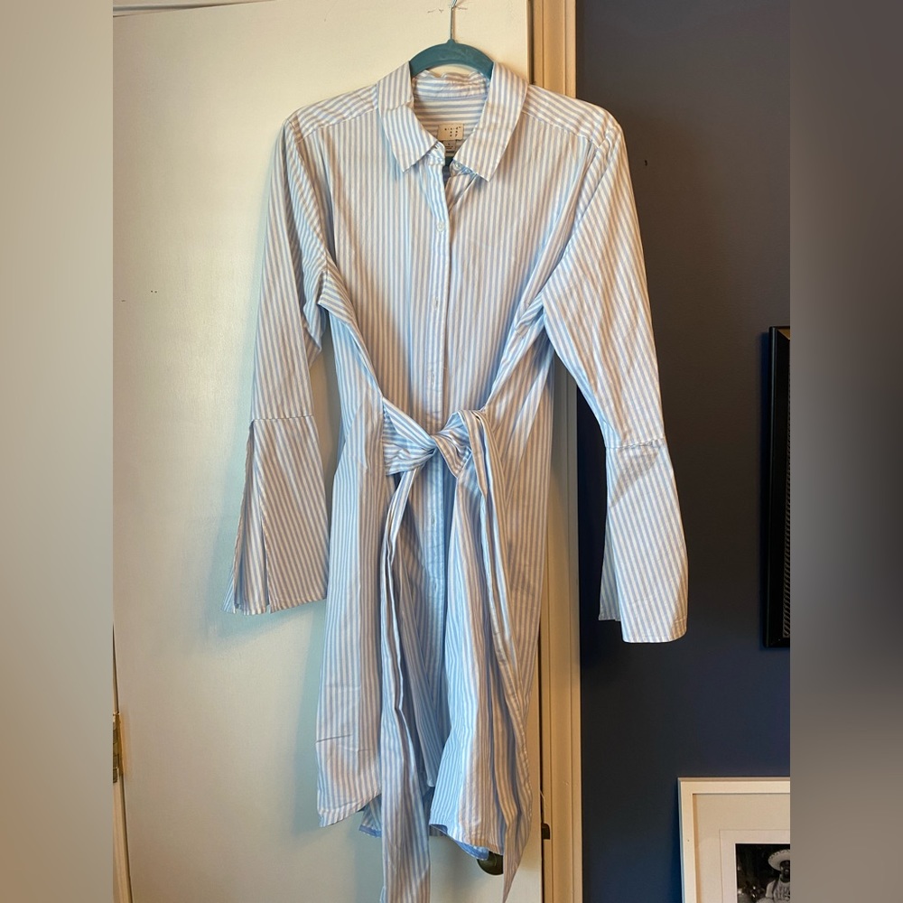 A New Day Button Front Long Sleeve Dress